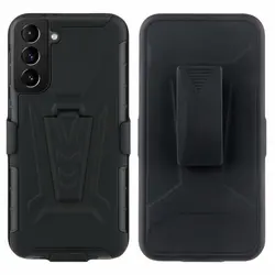 Shockproof Heavy Duty Armor Stand Case with Belt Clip - Galaxy S21 Plus (Black)