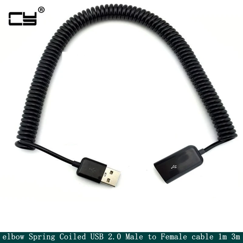 /10 футов коленчатый пружинный Спиральный USB 2 0 штекер-гнездо Синхронизация данных