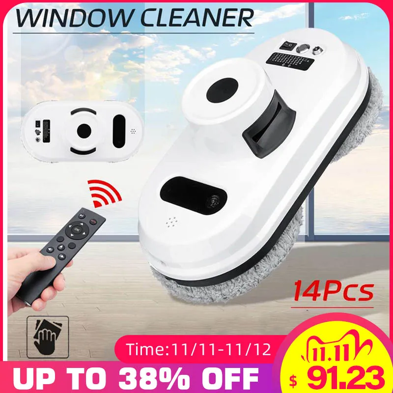 80W Window Cleaning Robot with 14 Cloths Window Robot Vacuum Cleaner Electric Remote Control Magneti