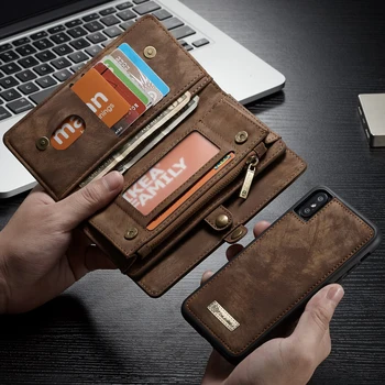 

LLZ.COQUE Genuine Leather Wallet Case for IPhone 11 Pro Xr X Xs Max Zipper Card Holder Flip Phone Cover for Iphone 7 Plus 8 6S 6