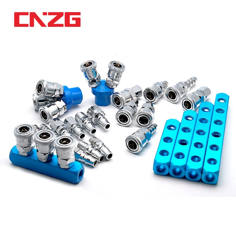 1//4-Inch Industrial Couplers 4 Way Air Compressor Splitter Manifold Distributor with 4