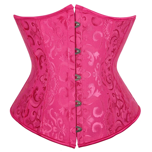 Underbust Corset Sexy Women's Underwear Waist Slimming Body Shaper for Women Steampunk Lace-up Corset Rose red
