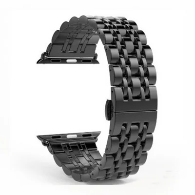 black Ремешок из нержавеющей стали для Apple Watch band 42 мм 38 мм iWatch 4 band 44 мм 40 мм Роскошный металлический ремешок для часов Браслет Apple watch 4 3 21 - Цвет ремешка: black