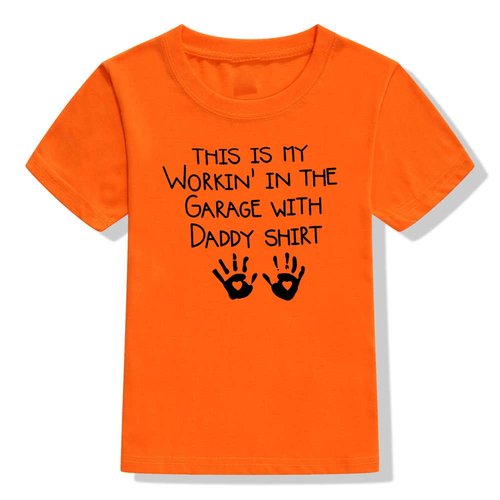 Детская забавная футболка с надписью «This Is My Workin' In The Garage with Daddy» футболка с короткими рукавами для маленьких мальчиков и девочек