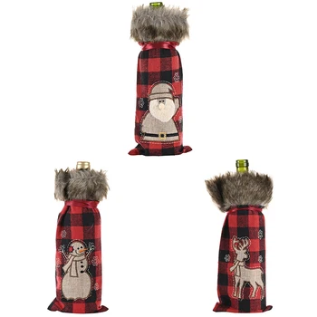 

1pc Christmas Red Wine Bottle Covers Bag Holiday Santa Claus Champagne Bottle Cover Christmas Decorations For Home