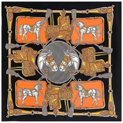 2021 New design brand Women's silk scarf 130cm*130cm printed twill large square scarf shawl wrapped lady's scarf Farad