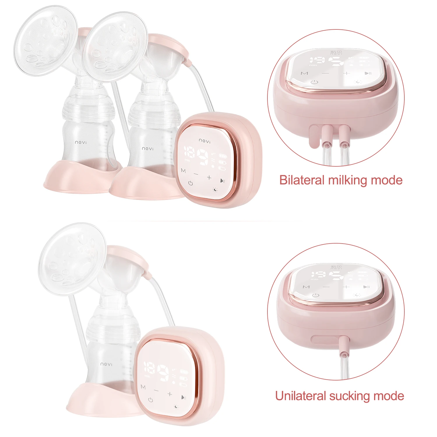 NCVI Double Electric Breast Pumps,  breast milk extractor, Protable Dual Breastfeeding Milk Pump, Night Light, Touch Screen