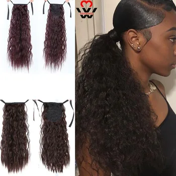 

MANWEI Afro Kinky Curly Straight Synthetic Ponytail Extensions Clip-in Pony Tail Natural Hair Extension Heat Resistant Hair Pie