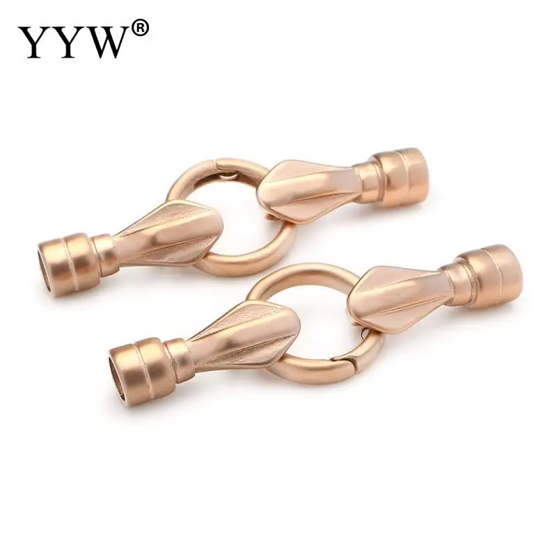 5pcs Stainless Steel Connect Clasps Set Hole 6mm For Making Leather Cord Bracelet Clasp Diy Spring Ring Findings Jewelry Parts