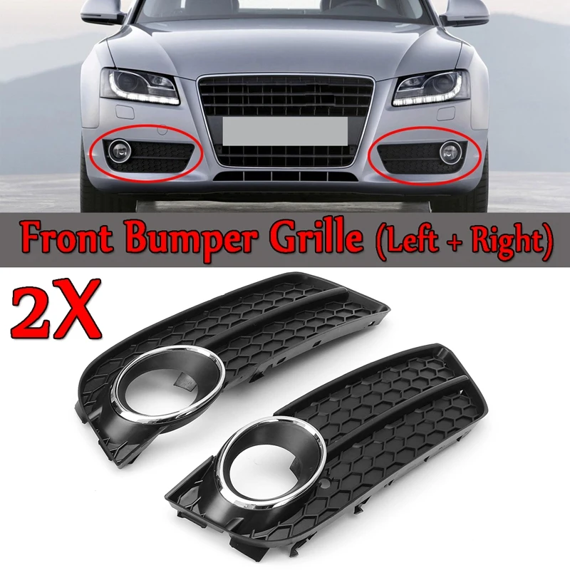 

A Pair Front Bumper Fog Light Lamp Racing Honeycomb Hex Mesh Grille Grill Cover for Audi A5 for Coupe/Sportback 2008-11 Cabriole