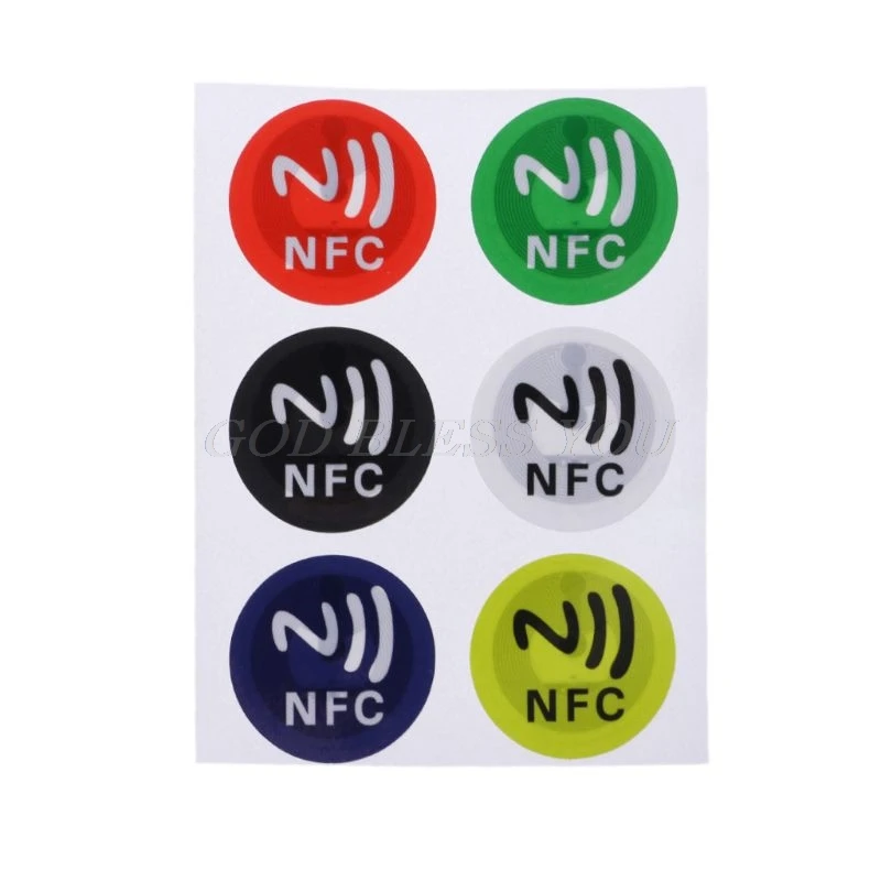 6Pcs PET Material NFC Stickers Smart Adhesive Ntag213 Tags For All Phones  NFC Tag Instantly Shares Social Media Color Random