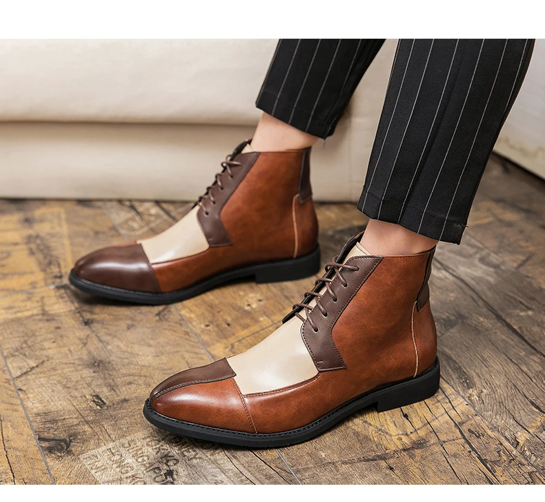 Mayba junge britische Retro-Mode kurze Stiefel Männer tragen widerstands fähige Persönlichkeit farblich passende Schuhe Größe 38-48 – Detail 30