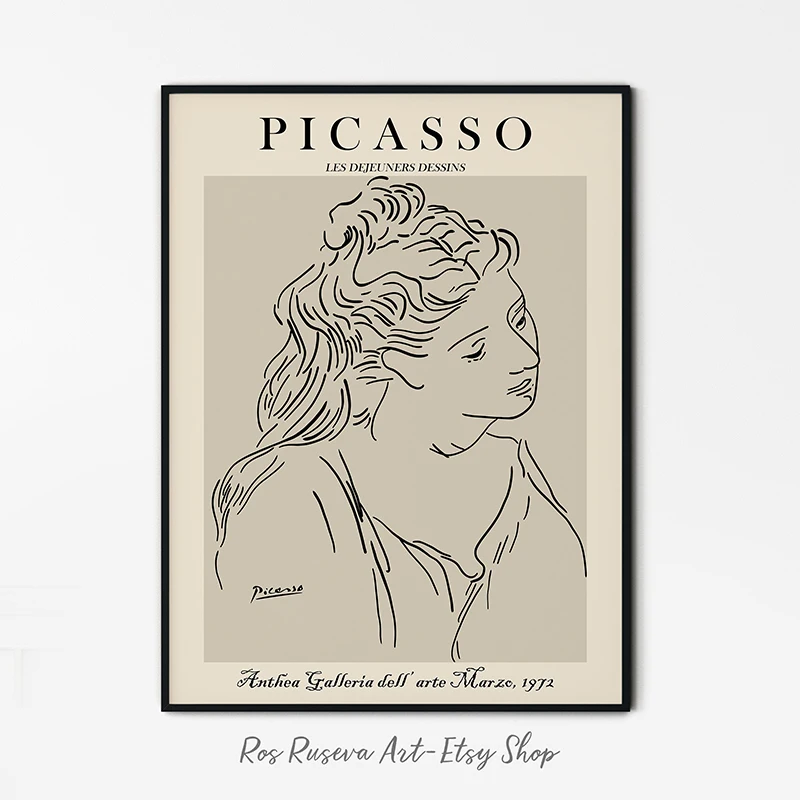 Постер &quotПикассо&quot одна линия для рисования Picasso со штриховыми рисунками один