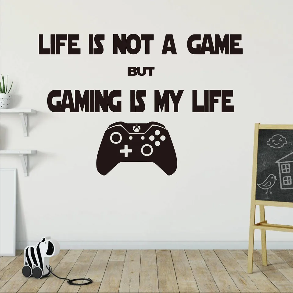 Life Is Not Game Game Is My Life Quote Wall Sticker Playroom Bedroom Gaming Quote Wall Decal Living Room Vinyl Home Decor Wall Stickers Aliexpress