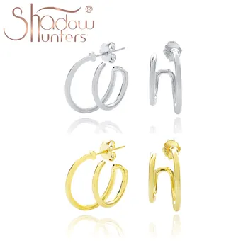 

SHADOWHUNTERS 925 Sterling Silver 2020 Irregular Twisted Stud Earrings New Design Double-Layer Curved Stud Earring Women Jewelry