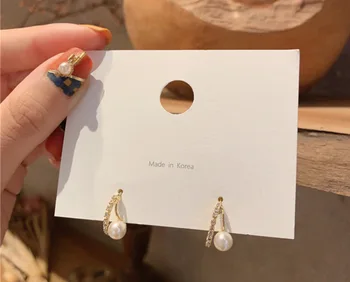 

South Korea S925 Silver Needle Sense of Design Pearl Full of Crystals Ear Ring Online Celebrity Fashion Normcore Style Versatile