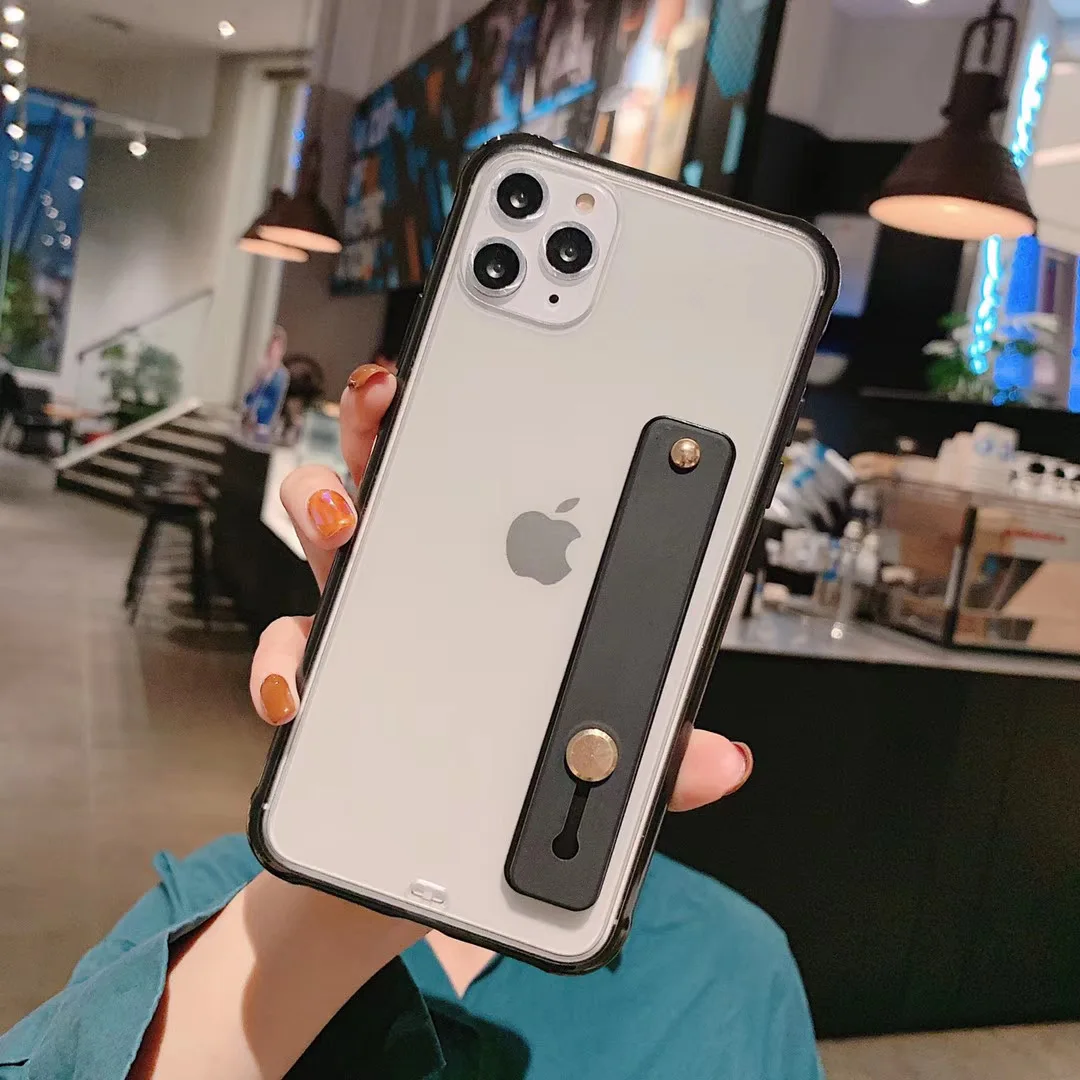 Black LOVECOM противоударный ремешок чехол для телефона для iPhone 11 Pro Max XR XS Max 6 6S 7 8 Plus X Мягкий ТПУ, конфетный цвет задняя крышка подарок - Цвет: Black