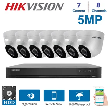 

Hikvision English 8 Channels DVR Video Surveillance With 7 Pcs 5MP TVI/CVI/AHD/CABS 4 in 1 Camera Indoor Night Vision Kit