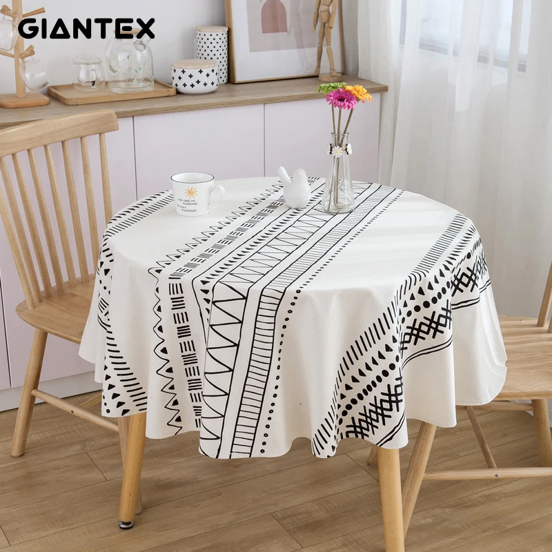GIANTEX Decorative Table Cloth Cotton Linen Tablecloth Round Tablecloths Dining Table Cover Obrus T