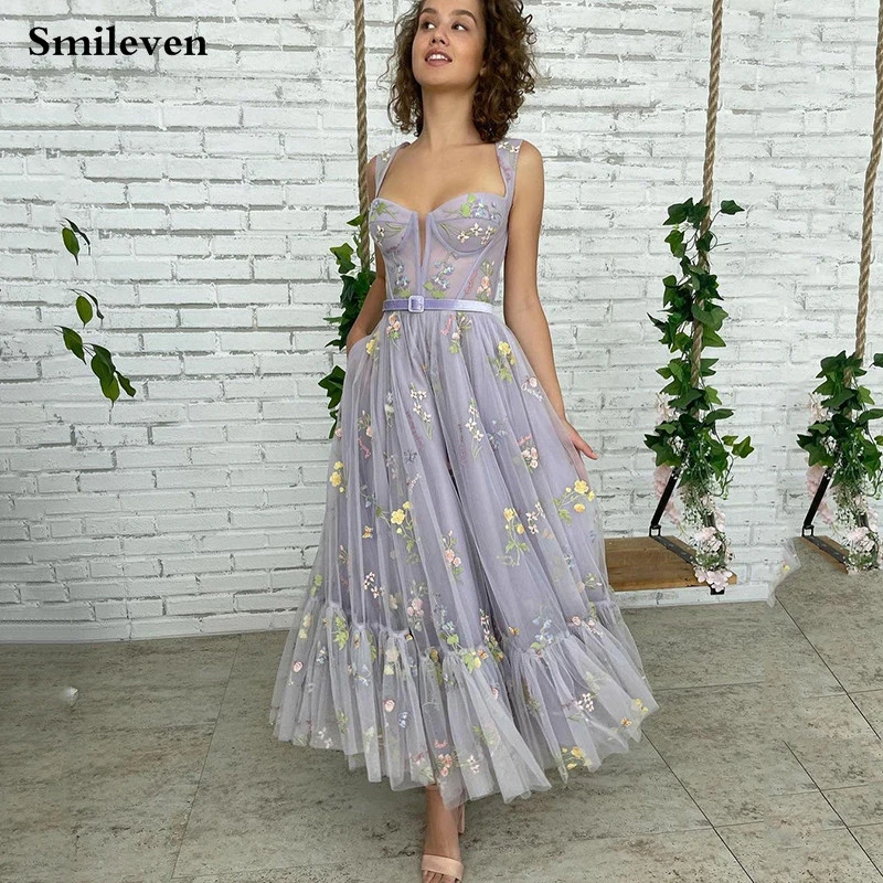 Smileven Vestidos de Fiesta de tul negro con lunares, vestido de noche con tirantes finos, corsé de corazón, vestidos de fiesta de graduación|Vestidos graduación| - AliExpress