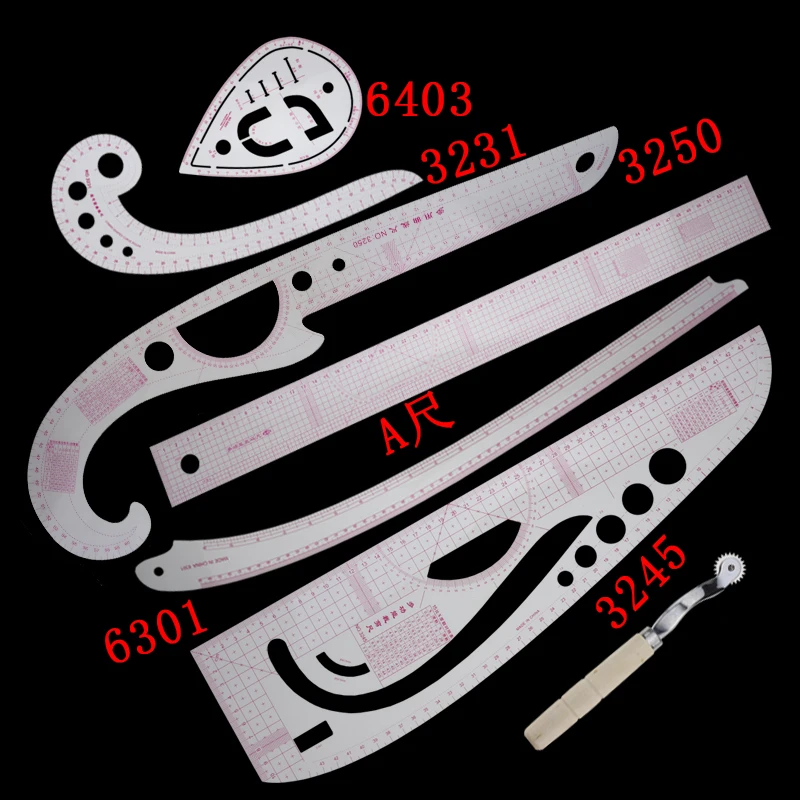 6 Set ruler Многофункциональный образец одежды, линейка для резки, Метрическая линейка, линейка портного шва - Цвет: 6 Set ruler