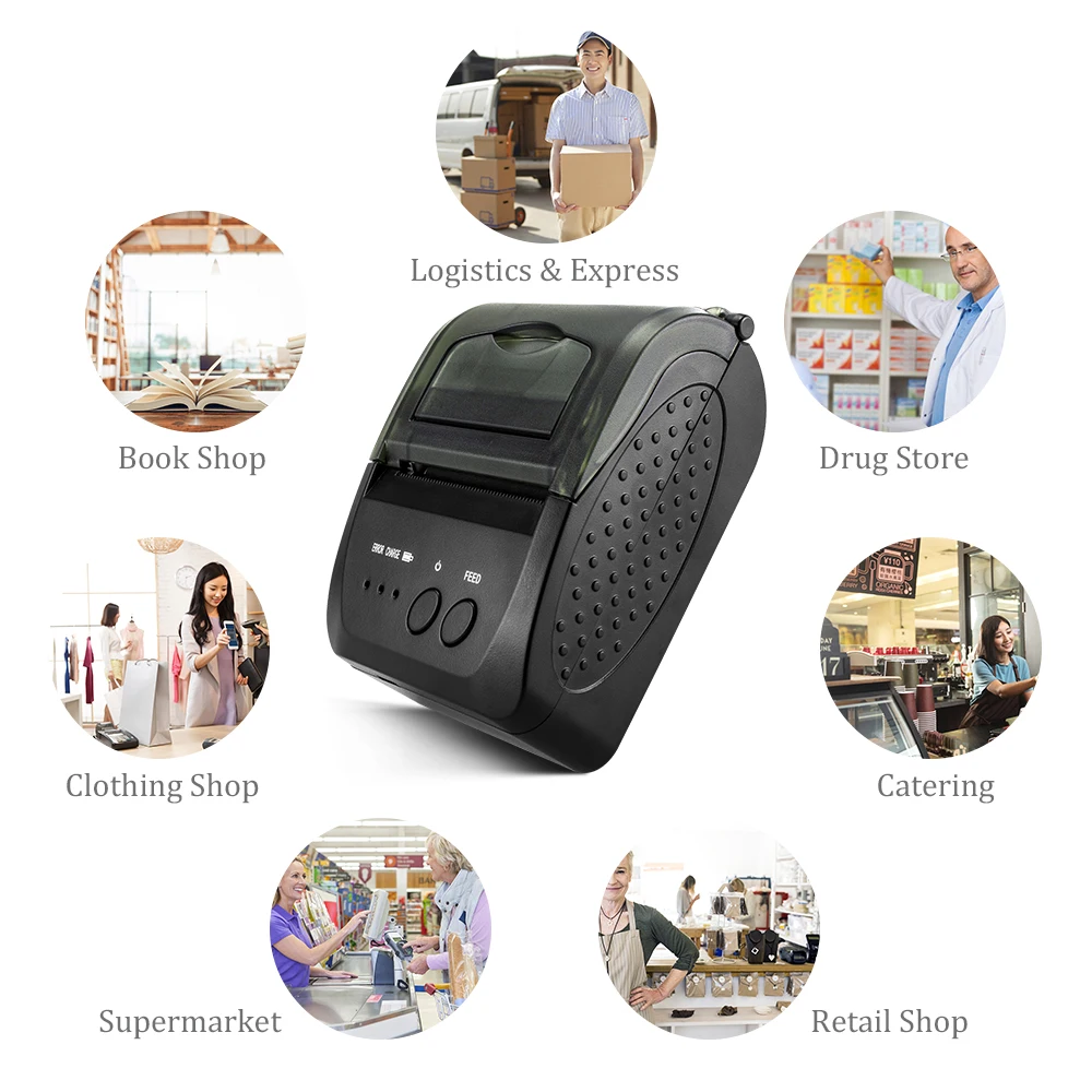 NETUM NT-1809DD 58mm Bluetooth impresora de recibos térmicos para Android IOS Windows y 5890T RS232