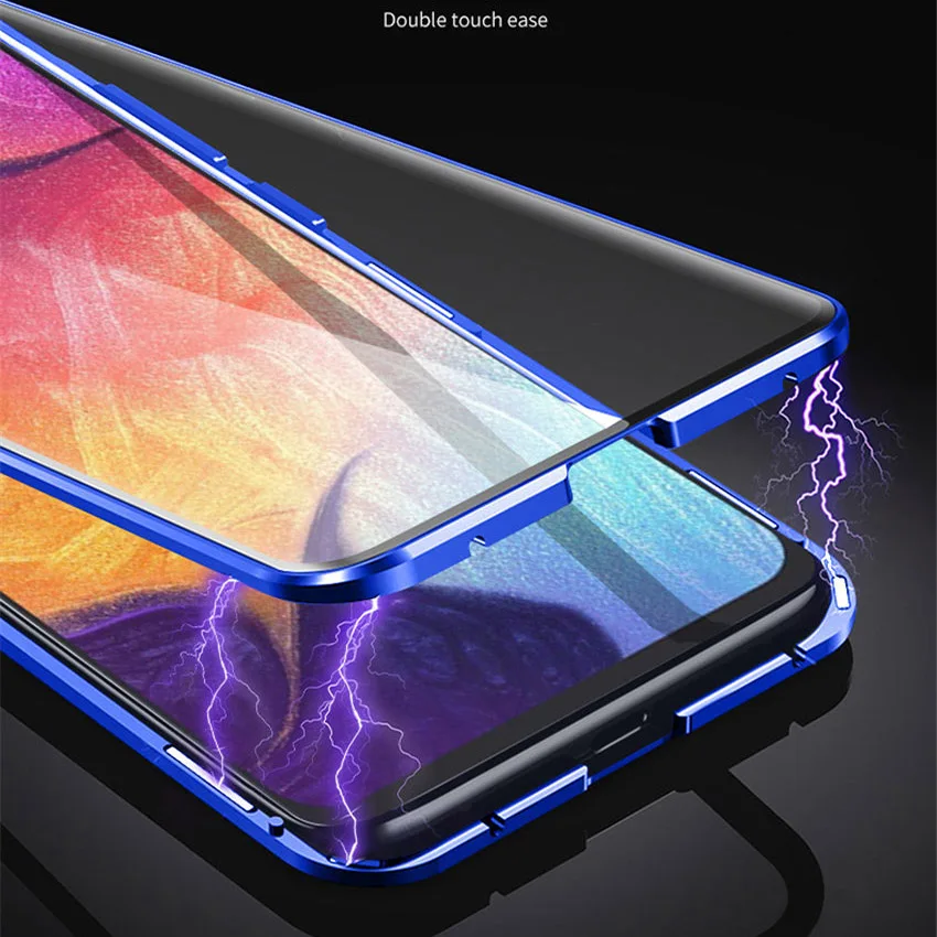 Magnetic case For samsung Galaxy m30s Double side tempered Glass cover on the For samsung a50 a30 a70 a20 a50s fundas capa coque