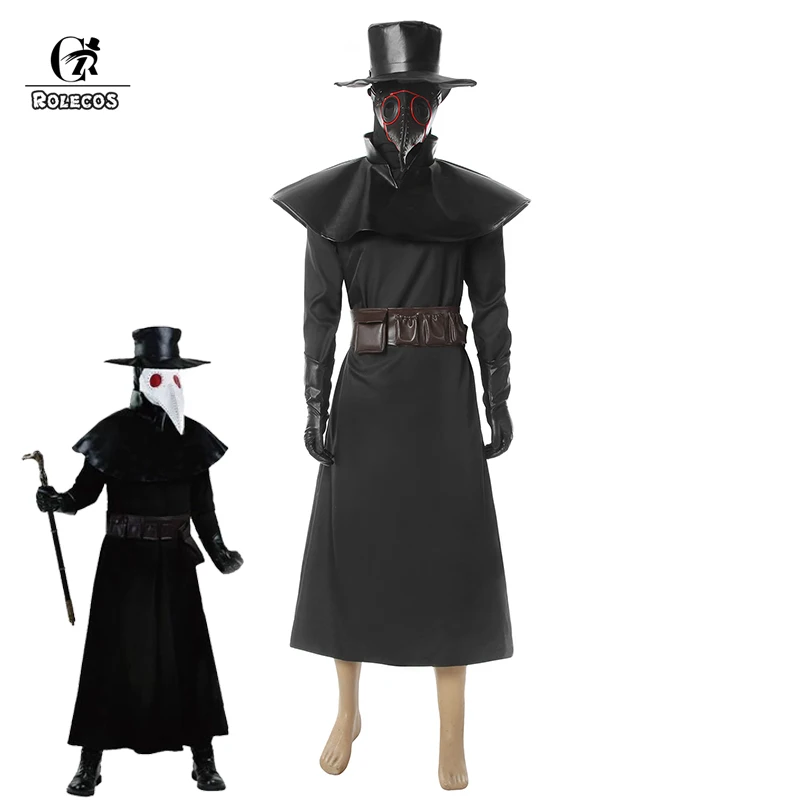 

ROLECOS Steampunk Plague Doctor Cosplay Costume Cosplay Medieval Plague Doctor Costume Beak Doctor Bird Mask Halloween Outfit
