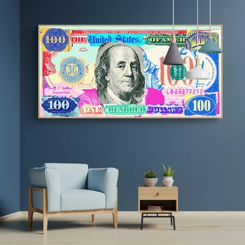 

DDWW Pop Culture Money Style Gold Standar Modern Street Art Inspirational Wall Art Canvas Wall Picture for Home Decor