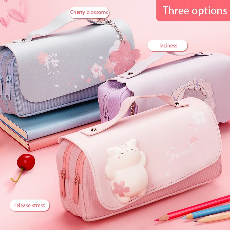 Cute Kawaii Large Capacity Pencil Case School Pen Case Supplies Pencil Bag  Girls Gift Pouch Stationery