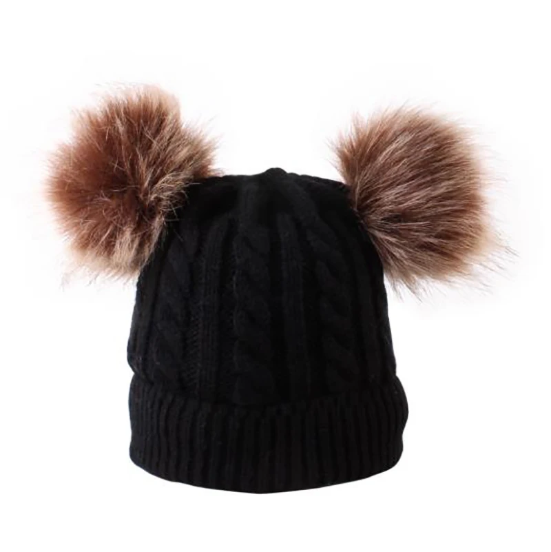 Beanies/детская шапка с помпоном, осенне-зимняя теплая детская шапка, вязаная Милая шапочка для девочек и мальчиков, повседневные однотонные