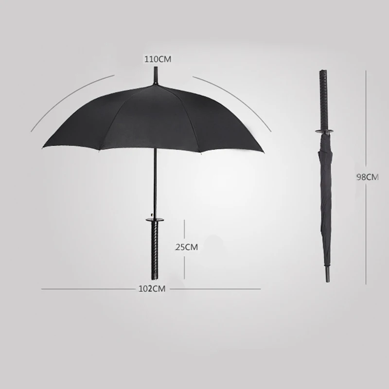 GQIYIBBEI Stylish 6 models Black Samurai Ninja Sword Long-handle Rain Gear Umbrellas Semi-automatic Open Close 8, 16 or 24 Ribs