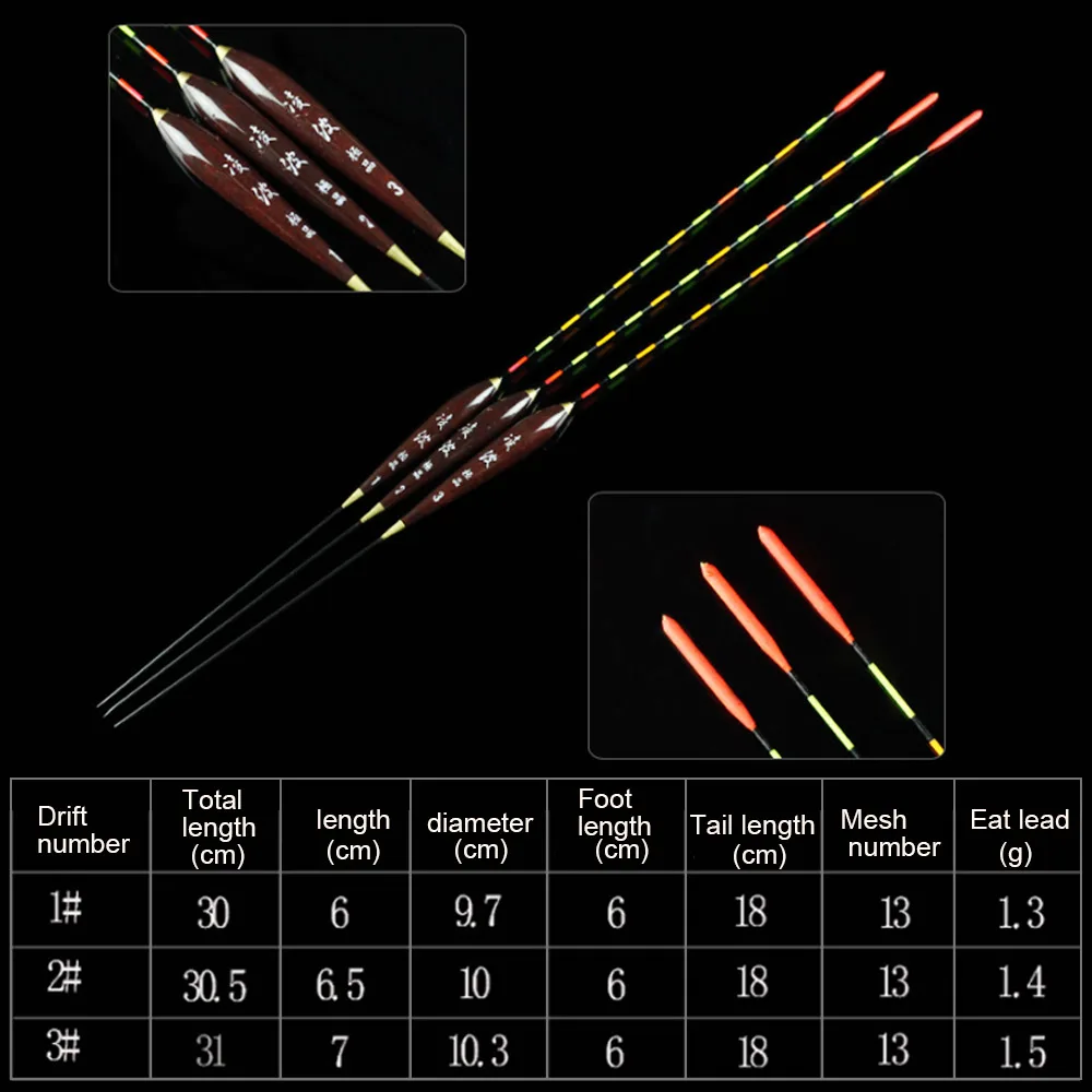 3PCS 30/30.5/31cm Luminous Fishing Floats Wood Fluorescent High Sensitivity Bobbers Bold Marked Fishing Light Stick Buoy Tackle fishing tackle fishing float fishing floats fishing bobber fishing buoy