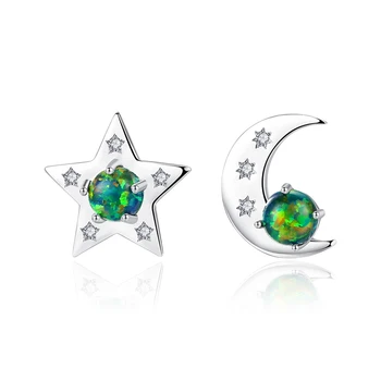 

S925 Silver Fashion Moon Stars Women's Ear Studs