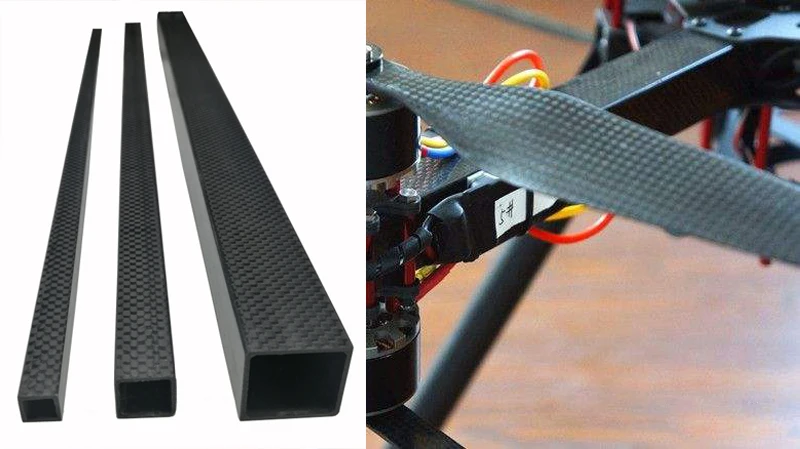 1pc 3K full carbon fiber square tube high strength length 500mm OD 10mm 15mm 20mm 22mm 25mm 30mm Glossy Surface