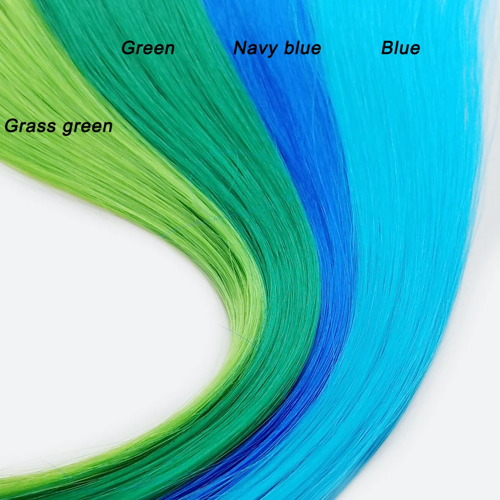 Современные королевские Длинные Синтетические волосы для наращивания на заколках, 10 шт./лот, 20 см, прямые волосы радужного цвета для женщин