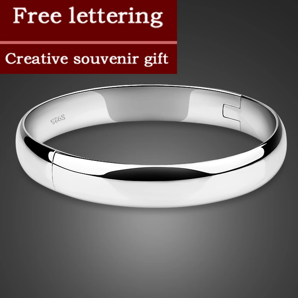New Fashion 925 sterling silver bracelet simple Multi-size woman glossy solid jewelry birthday gift | Украшения и аксессуары