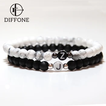 

Diffone 2020 Classic Pair Bracelet Men Women Creative DIY Letter Braclet Natural Stone Beads Braslet Distance Couple Brazalete