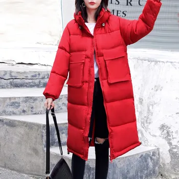 

Winter coat for women casual New Fashion Outerwear Long Warm Thick Outerwear Zipper Coat Slim Cotton-padded Jacket Y111