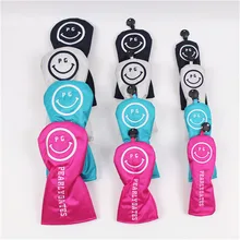 Perolados portões motorista de golfe fairway madeiras híbrido headcovers smilling rosto náilon tampas de golfe para clubes conjunto para homens(China)