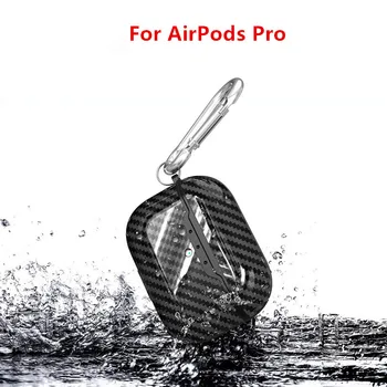 

For AirPods Pro Case Carbon Fiber Litchi Grain Shockproof Earphones Protective Cover for Air Pods Pro 2020 Case with Keychain