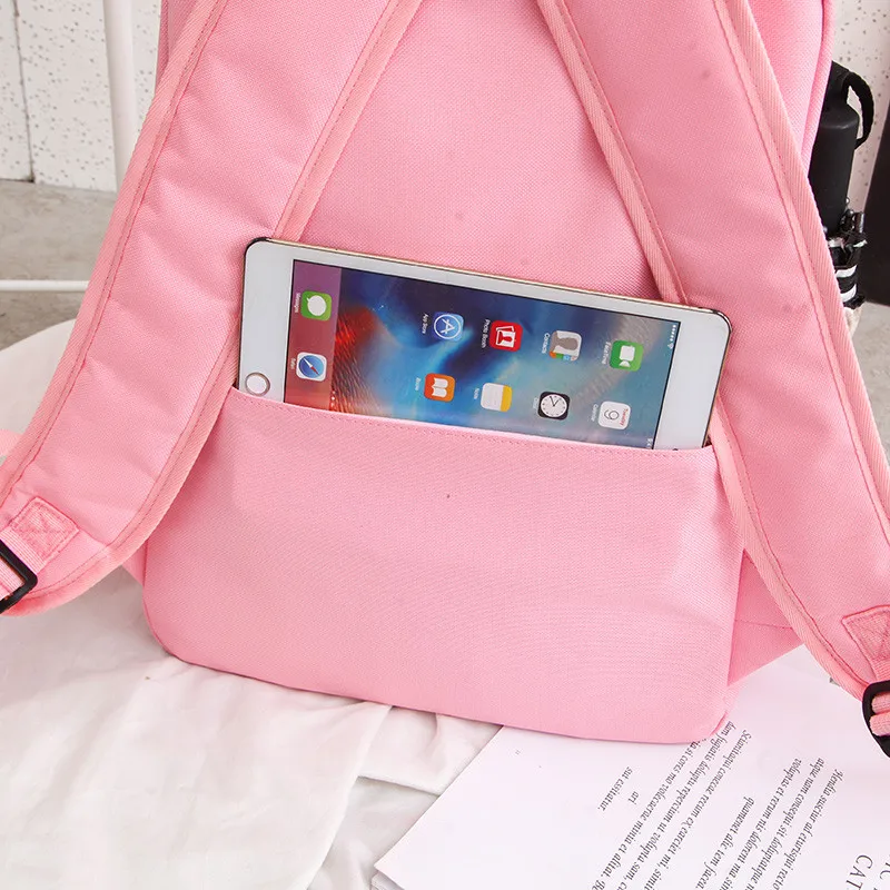 4 шт./компл. ленточная цепь бант письмо Mochila холщовый рюкзак дорожный Рюкзаки для отдыха для девочек-подростков школьный рюкзак