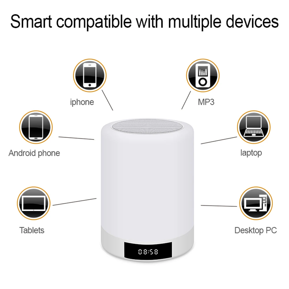 Светодиодный Будильник с цифровой динамик bluetooth свет HD радио Спальня