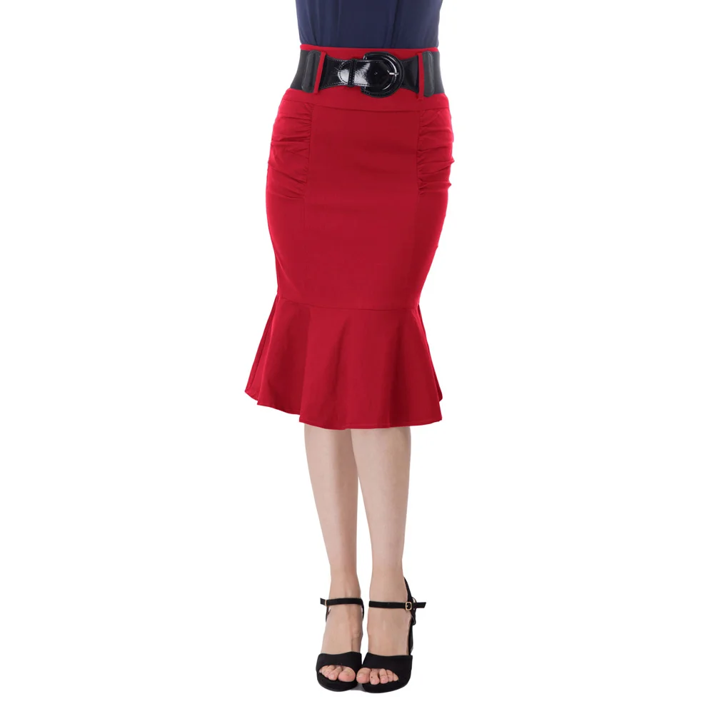 BP Женская юбка-карандаш с поясом, украшенная кромкой русалки, облегающая юбка-карандаш, Повседневная