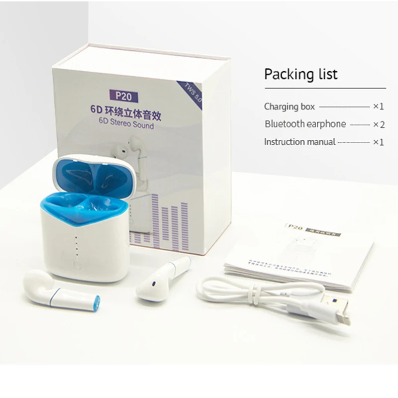 P20 TWS Wireless Bluetooth Earphone 5 0 stereo Touch headset waterproof Sports headset with Wireless charging For huawei iPhone