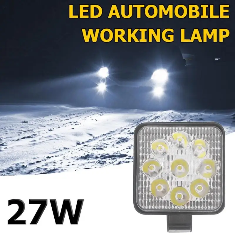 

VODOOL 12-24V 27W 6500K Mini Square Offroad LED Work Light Bar Spot Beam Truck SUV ATV Tractor IP67 Driving Fog Lamp 1pc/2pcs
