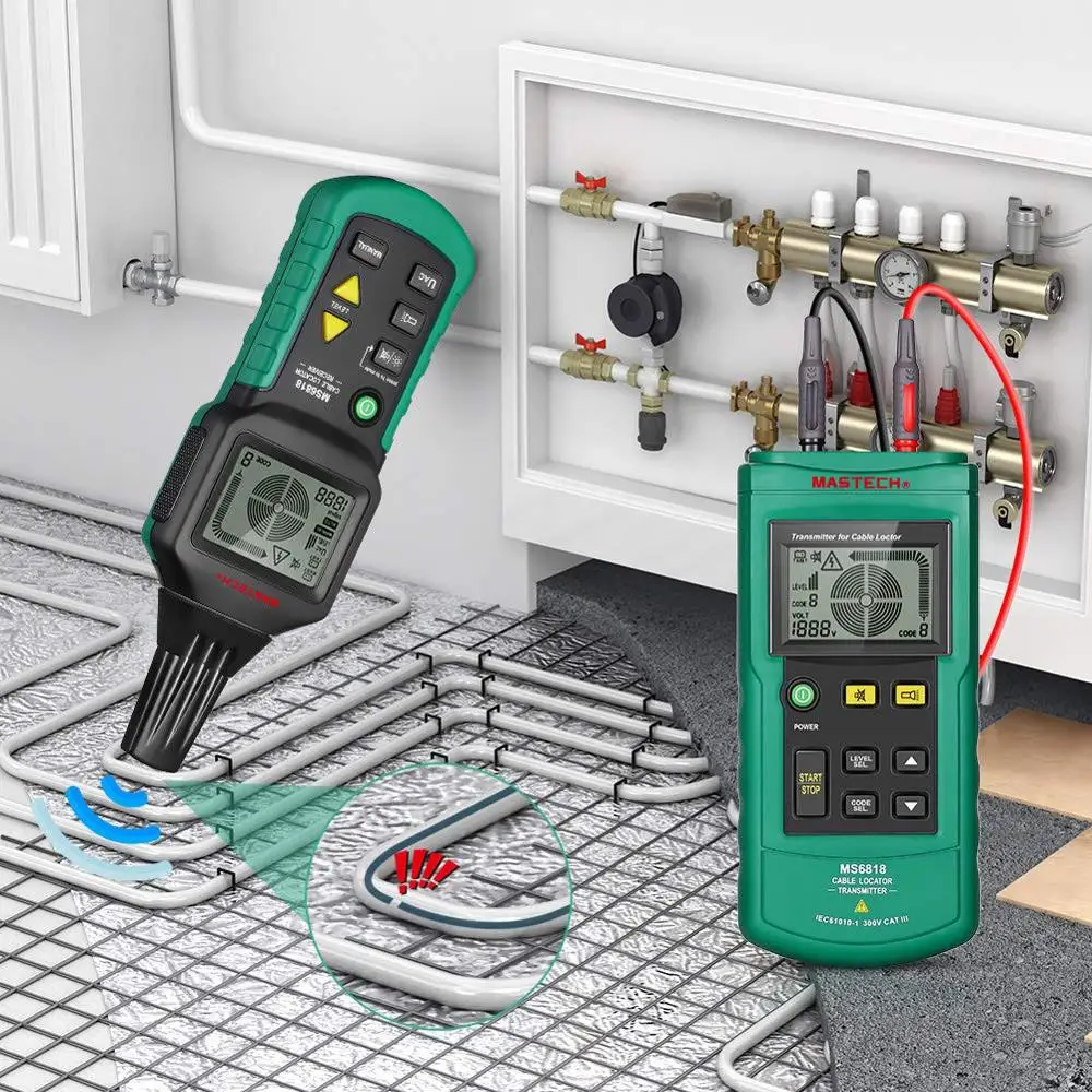  Mastech MS6818 Portable Professional Wire Cable Tracker Metal Pipe Locator Detector Tester Line Tra