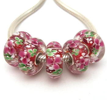 

JGWGT 803 5X 100% Authenticity S925 Sterling Silver Beads Murano Glass beads Fit European Charms Bracelet diy jewelry Lampwork