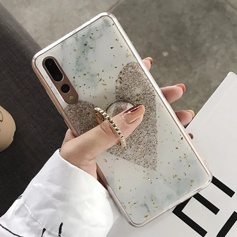 Мраморный чехол для samsung Galaxy S10 Plus S10e S9 Note 9 A9 A7, мягкий силиконовый чехол из ТПУ с кольцом и подставкой для iphone 7 - Цвет: A
