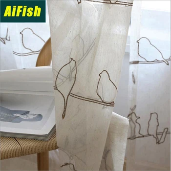 

Modern Minimalist Cotton Thread Embroidered Window Screen Dedicated Window Screen For Living Room Bedroom Bay Window wp402T4